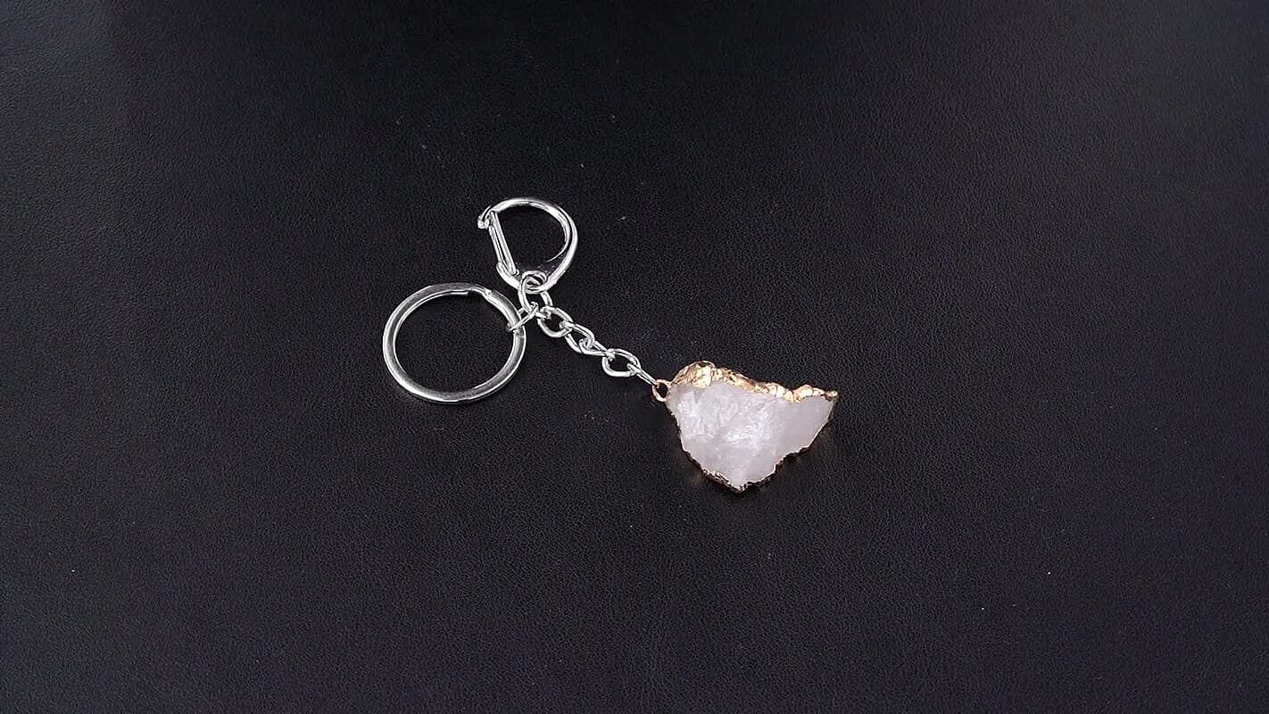 White Opal Keychain in Silvertone 125.00 ctw