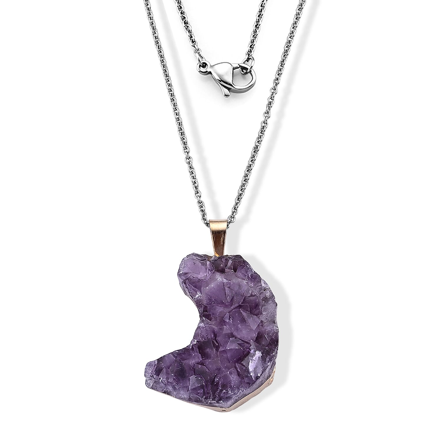 African Amethyst Pendant in Silvertone with Stainless Steel Necklace (20 Inch) 50 ctw 8658931....