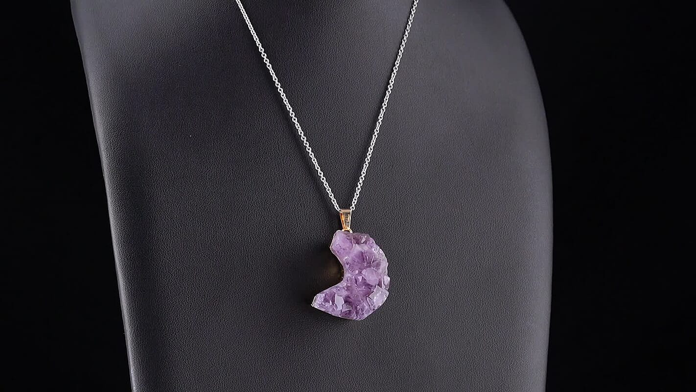 African Amethyst Pendant in Silvertone with Stainless Steel Necklace (20 Inch) 50 ctw 8658931....