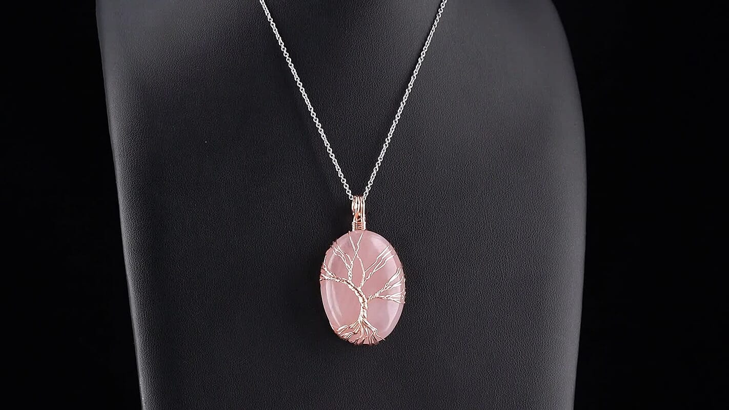 Rose Quartz Pendant in Goldtone with ION Plated YG Stainless Steel Necklace (20 Inches) 125.00 ctw