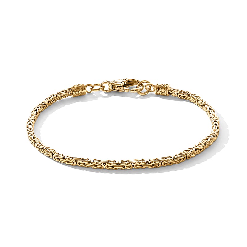 D'Joy Passport to Turkey 2.5mm Square Byzantine Bracelet in 22K Vermeil Yellow Gold Over Sterling Silver (6.50 In) 9.75 Grams