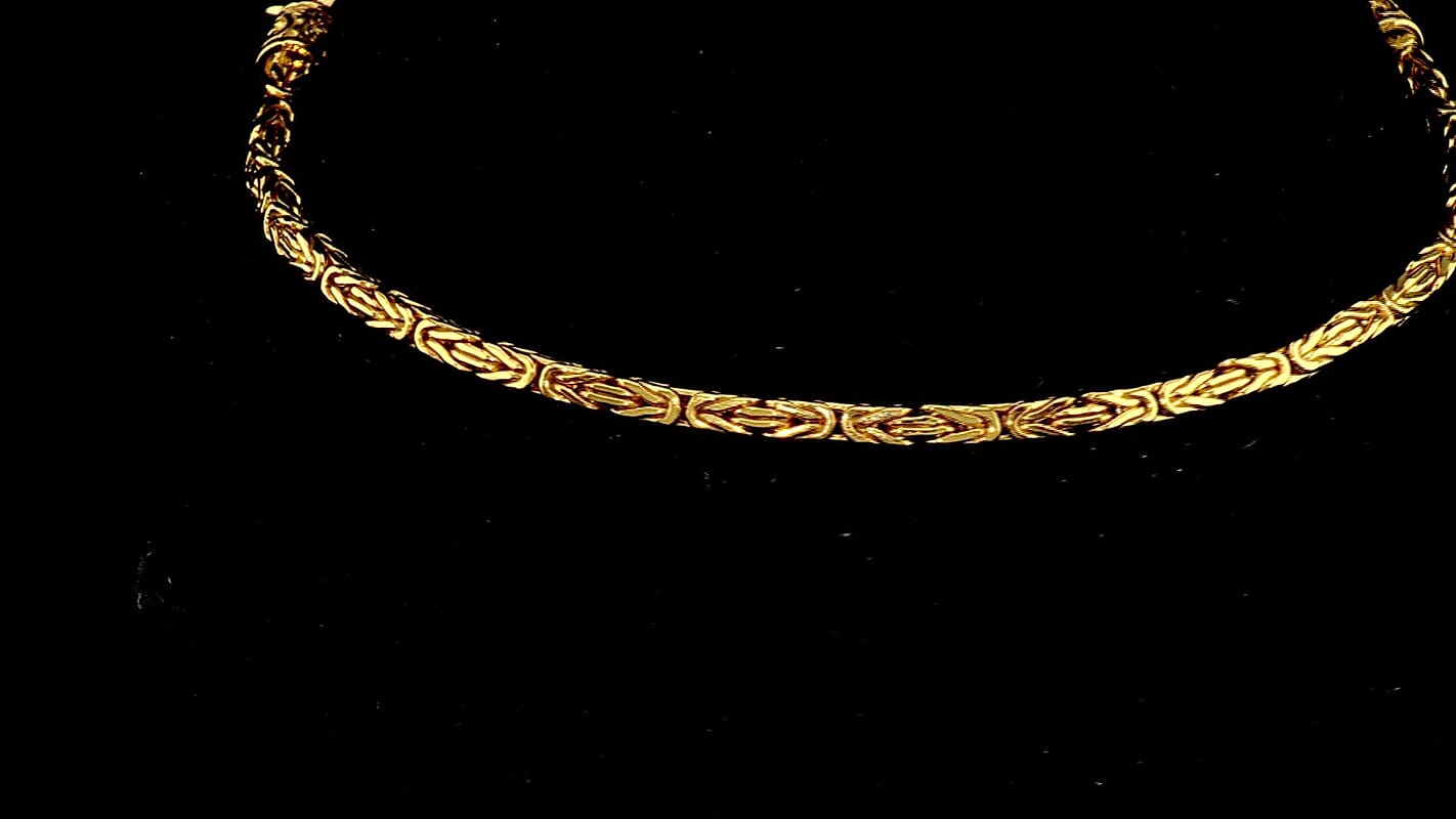 D''Joy Passport to Turkey 22K Vermeil YG Over Sterling Silver 2.5mm Square Byzantine Bracelet (8.00 In) (9.75 g)