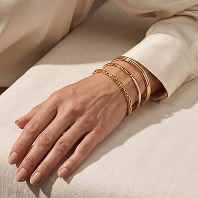 D'Joy Passport to Turkey 2.5mm Square Byzantine Bracelet in 22K Vermeil Yellow Gold Over Sterling Silver (6.50 In) 9.75 Grams