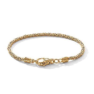 D'Joy Passport to Turkey 2.5mm Square Byzantine Bracelet in 22K Vermeil Yellow Gold Over Sterling Silver (6.50 In) 9.75 Grams