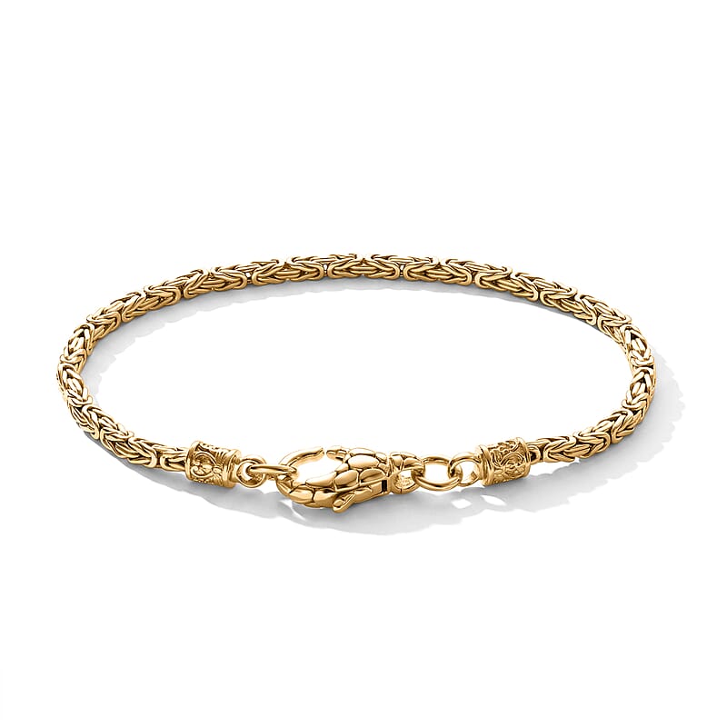 D'Joy Passport to Turkey 2.5mm Square Byzantine Bracelet in 22K Vermeil Yellow Gold Over Sterling Silver (6.50 In) 9.75 Grams