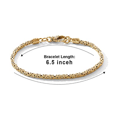 D'Joy Passport to Turkey 2.5mm Square Byzantine Bracelet in 22K Vermeil Yellow Gold Over Sterling Silver (6.50 In) 9.75 Grams