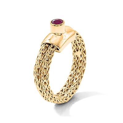 D'Joy Passport to Turkey Niassa Ruby (FF) 0.25 ctw Tulang Naga Ring in 22K Vermeil Yellow Gold Over Sterling Silver (Size 5.0)