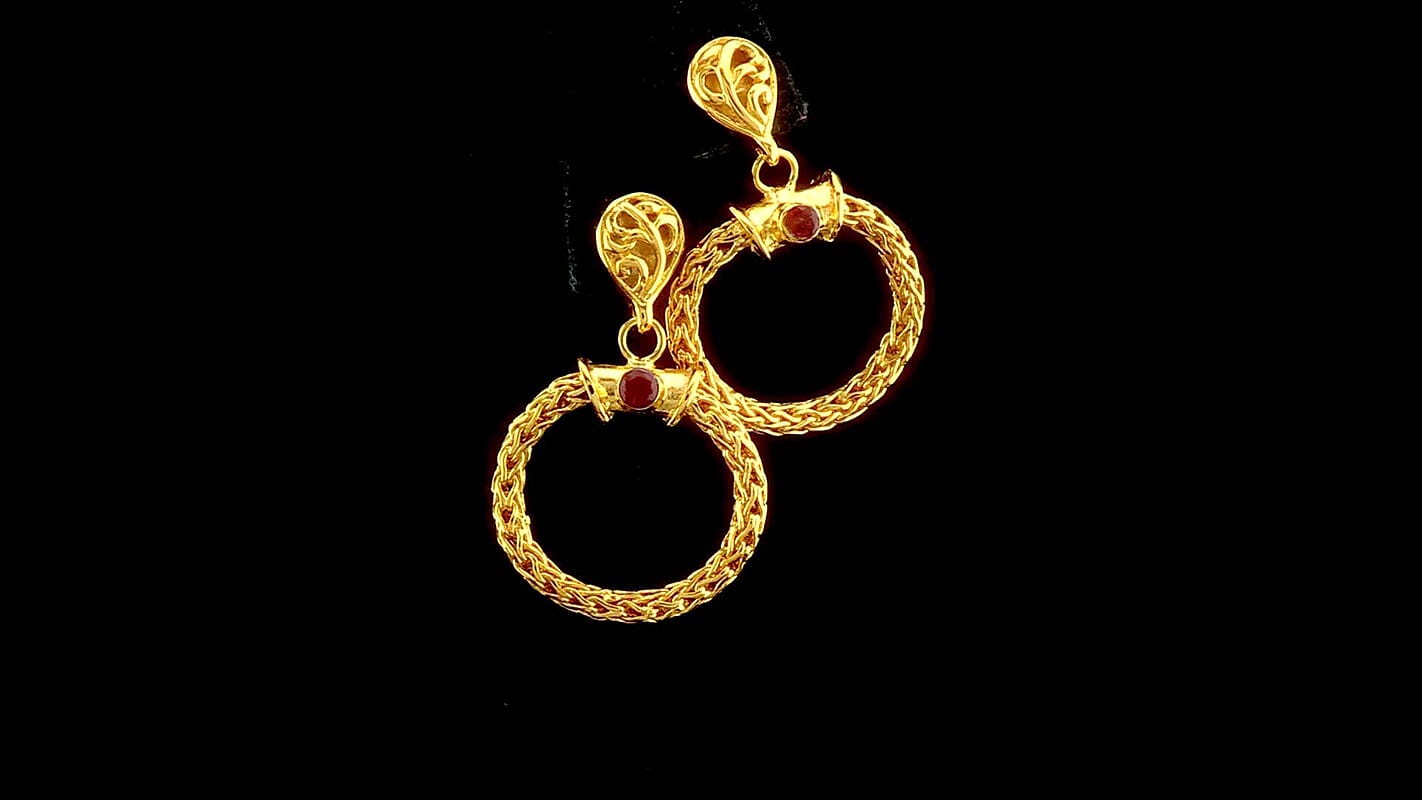 D''Joy Passport to Turkey Niassa Ruby (FF) Tulangnaga Earrings in 22K Vermeil YG Over Sterling Silver 0.30 ctw
