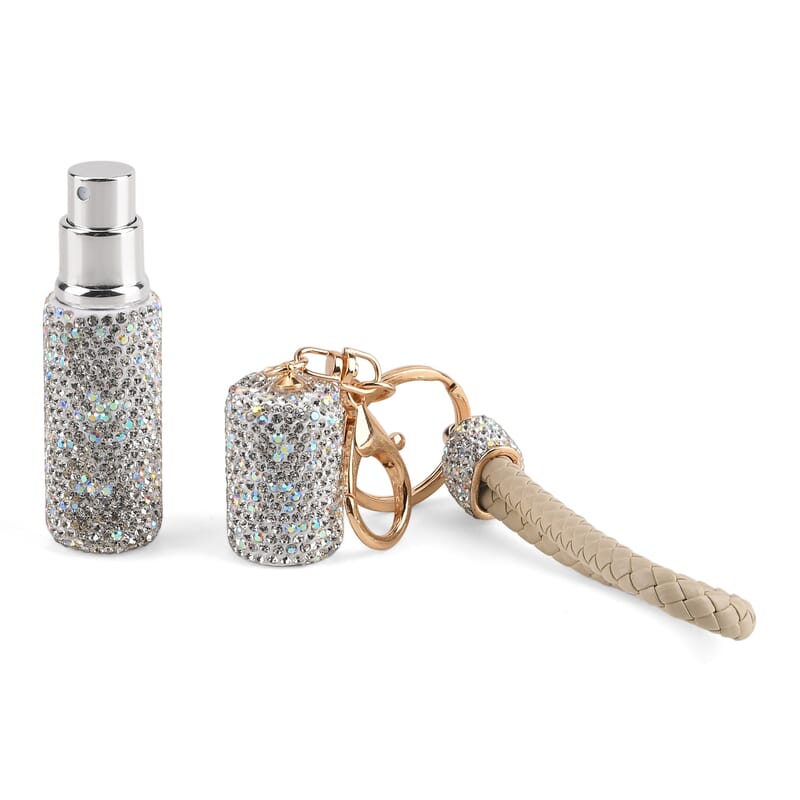 Pink and Beige Set of 2pcs 5ml Perfume Spray Bottle Keychain