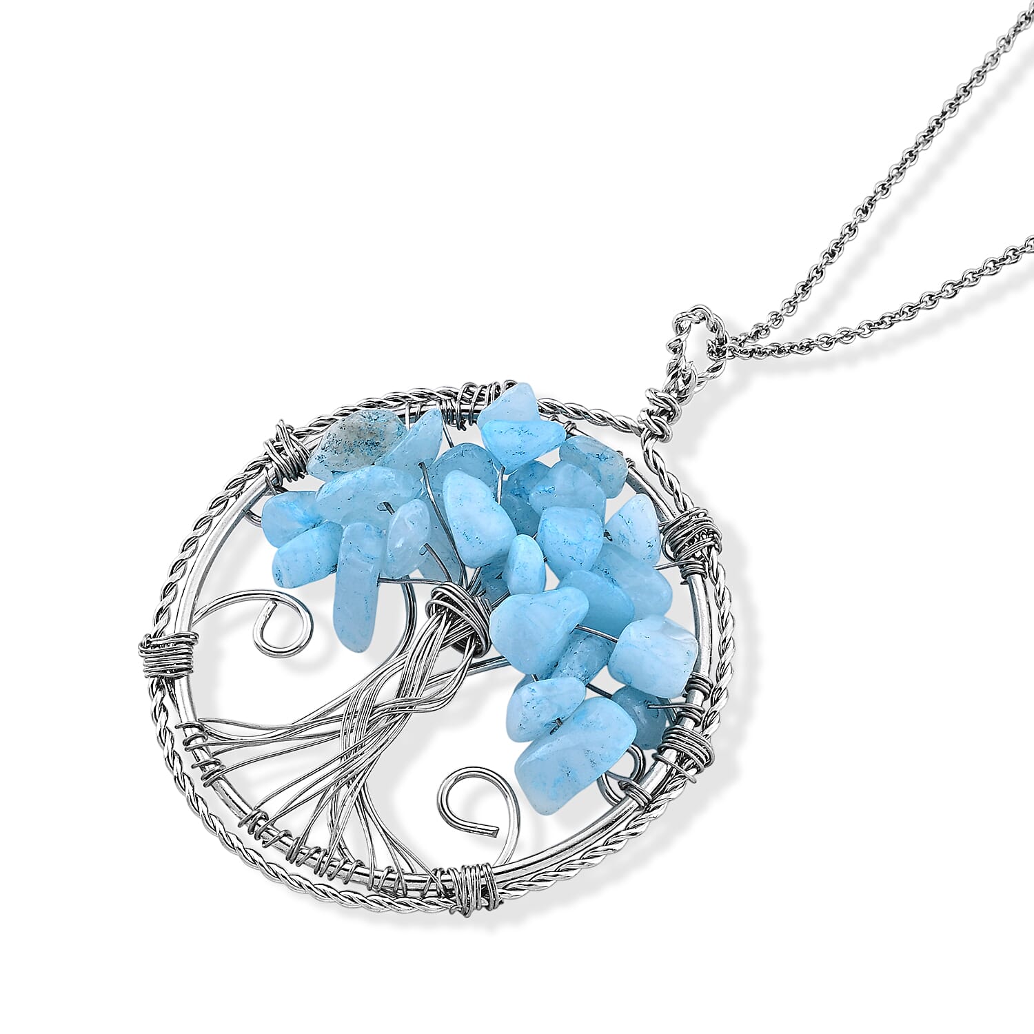 Mangoro Aquamarine 20.00 ctw Pendant in Goldtone with ION Plated YG Stainless Steel Necklace 20 Inches