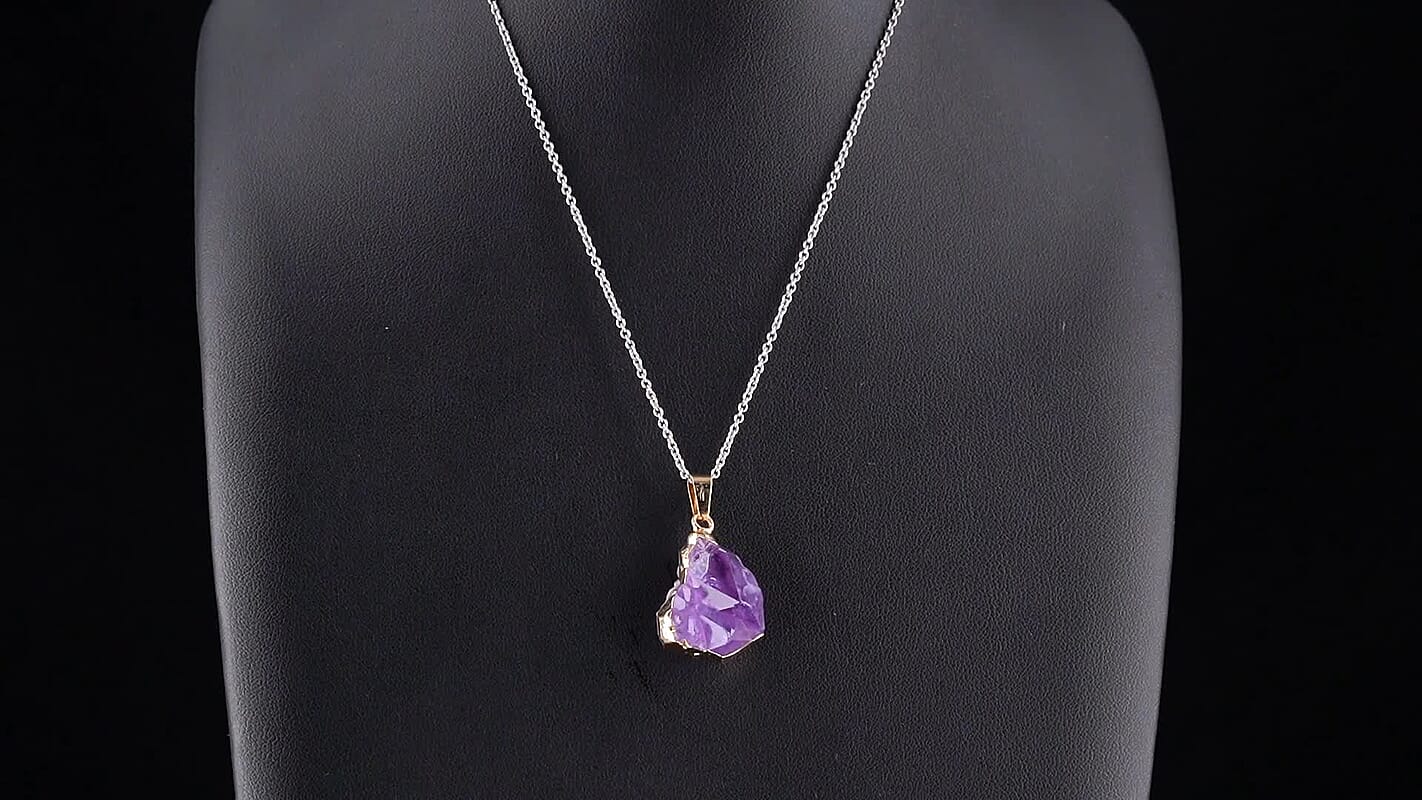 Africna Amethyst Pendant in Goldtone with ION Plated YG Stainless Steel Necklace (20 Inches) 50.00 ctw