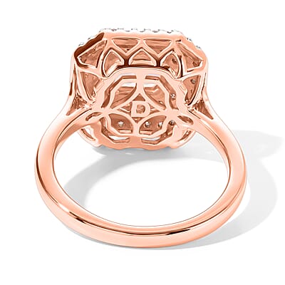 Certified and Appraised D'Joy Premium Pink Morganite and Moissanite 1.40 ctw Ring in 18K Vermeil Rose Gold Over Sterling Silver (Size 6.0)