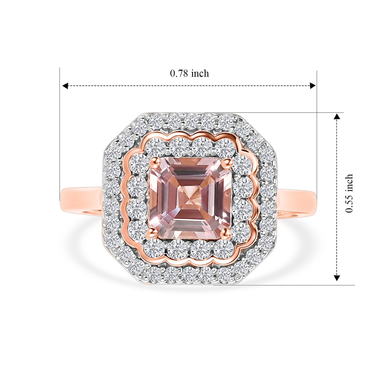 Certified and Appraised D'Joy Premium Pink Morganite and Moissanite 1.40 ctw Ring in 18K Vermeil Rose Gold Over Sterling Silver (Size 6.0)