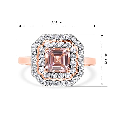 Certified and Appraised D'Joy Premium Pink Morganite and Moissanite 1.40 ctw Ring in 18K Vermeil Rose Gold Over Sterling Silver (Size 6.0)