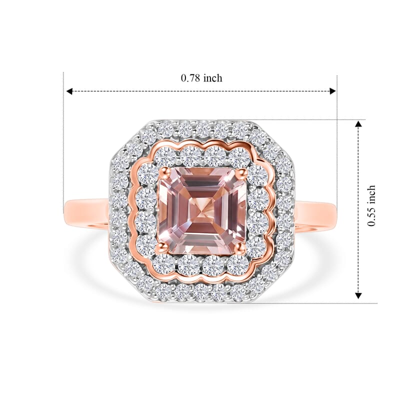 Certified and Appraised D'Joy Premium Pink Morganite and Moissanite 1.40 ctw Ring in 18K Vermeil Rose Gold Over Sterling Silver (Size 6.0)