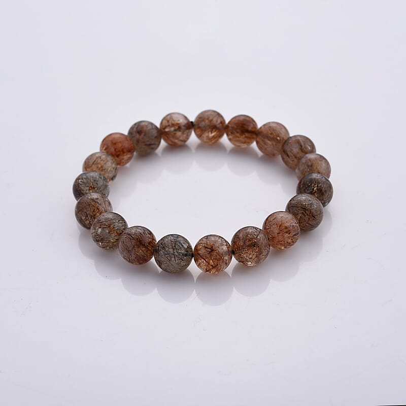 Super Blackgold Quartz 150.00 ctw Beaded Stretch Bracelet