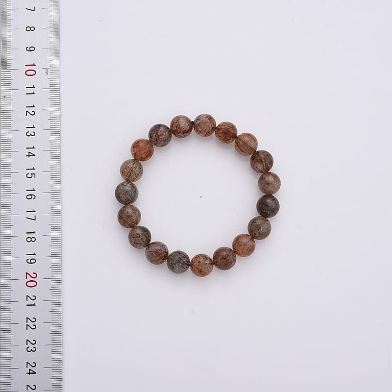 Super Blackgold Quartz 150.00 ctw Beaded Stretch Bracelet