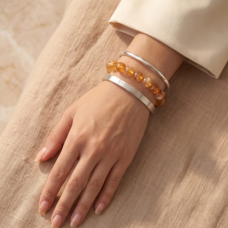 Brazilian Citrine 150.00 ctw Beaded Stretch Bracelet (6.5-7In)