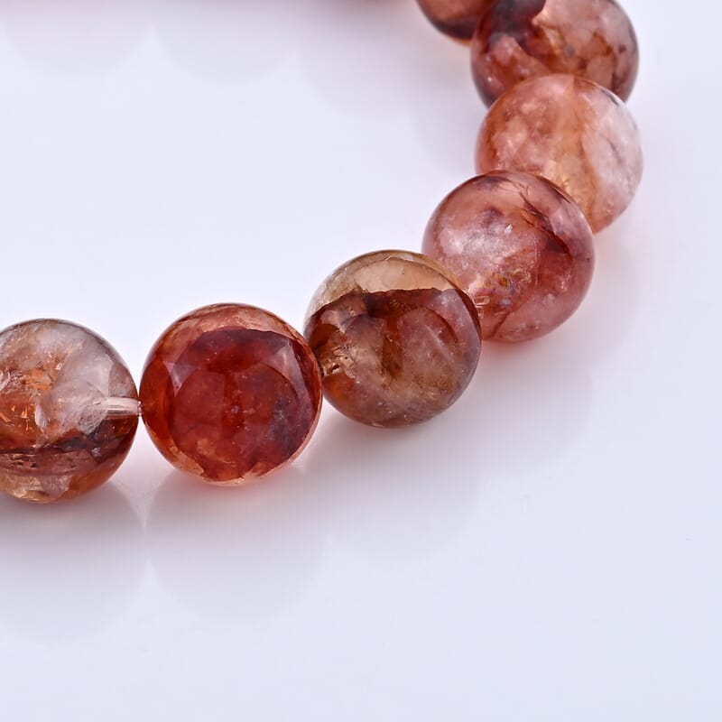 Multi Hematoid Quartz 150.00 ctw Beaded Stretch Bracelet