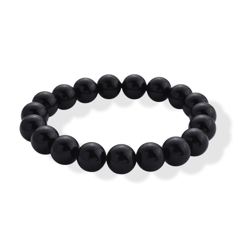 Black Tourmaline 150.00 ctw Beaded Stretch Bracelet