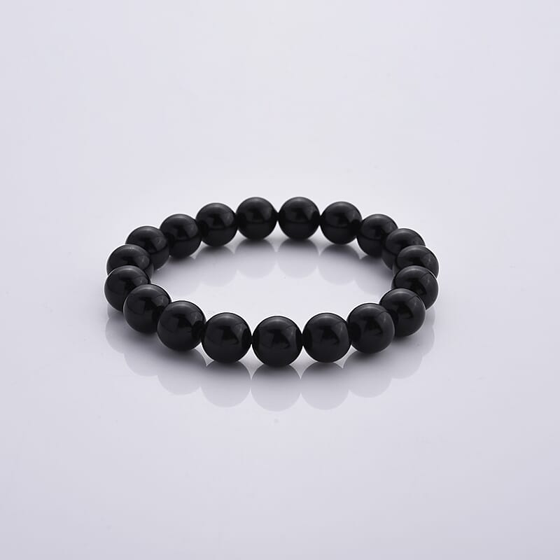 Black Tourmaline 150.00 ctw Beaded Stretch Bracelet