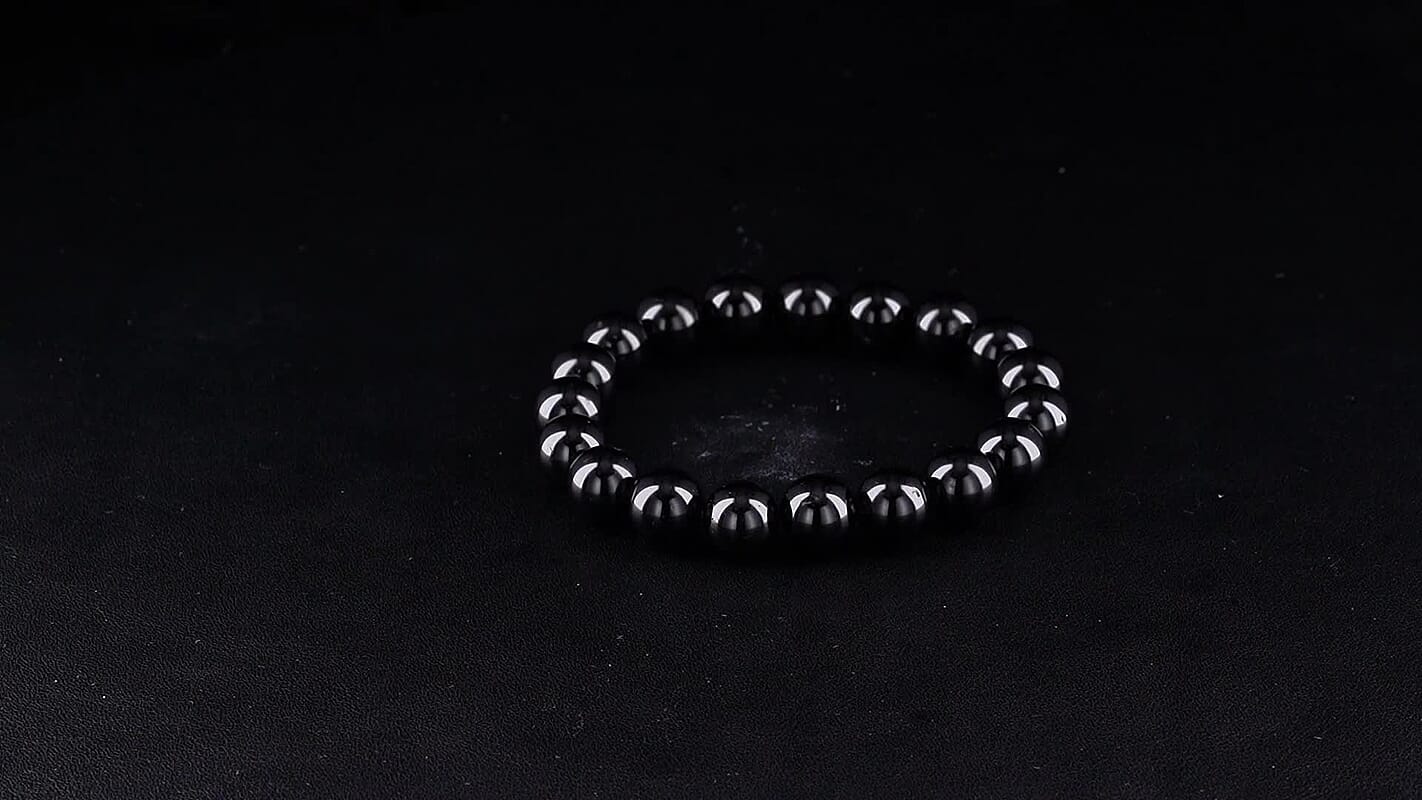 Black Tourmaline Beaded Stretch Bracelet 150.00 ctw