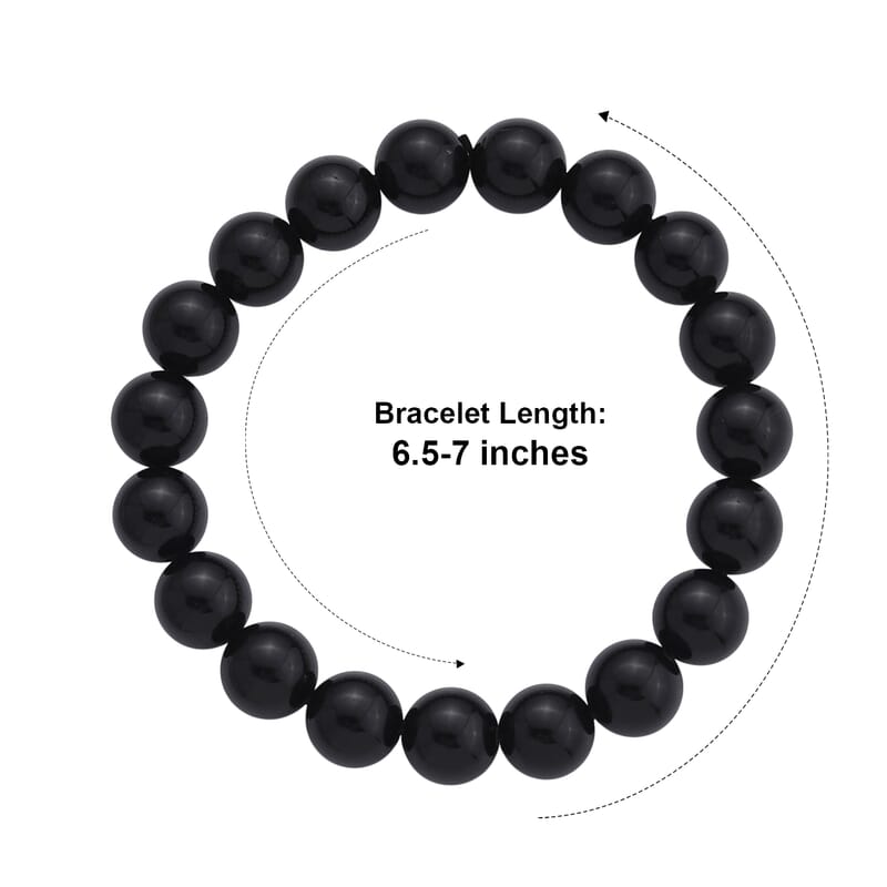 Black Tourmaline 150.00 ctw Beaded Stretch Bracelet