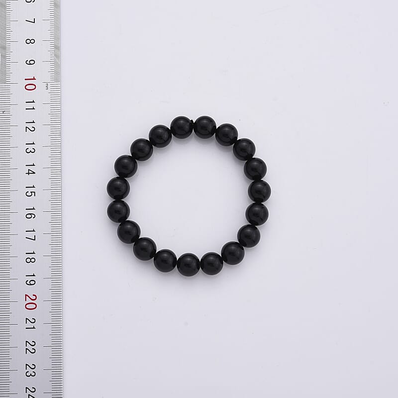 Black Tourmaline 150.00 ctw Beaded Stretch Bracelet
