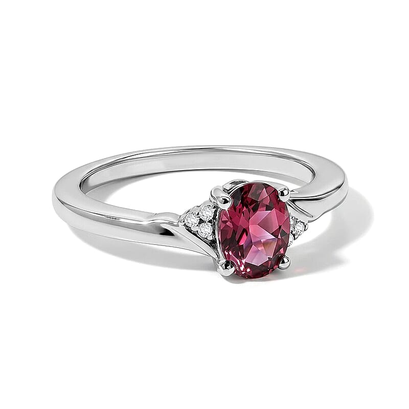 D'Joy AAA Ouro Fino Rubellite and Moissanite 0.85 ctw Ring in Rhodium Over Sterling Silver (Size 6.0)