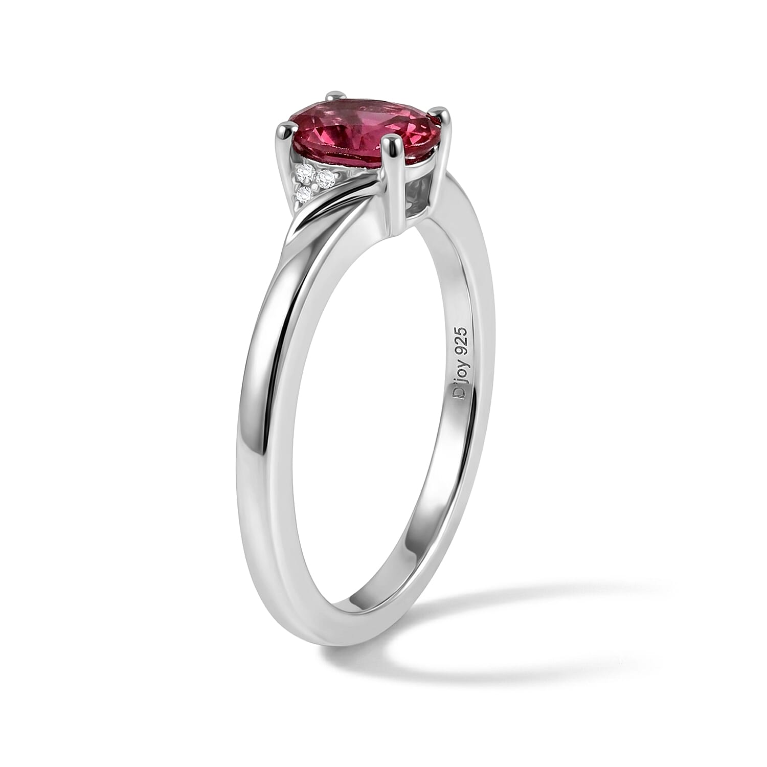 SGL Certified D'Joy AAA Ouro Fino Rubellite and Moissanite 0.85 ctw Ring in Rhodium Over Sterling Silver (Size 6.0)