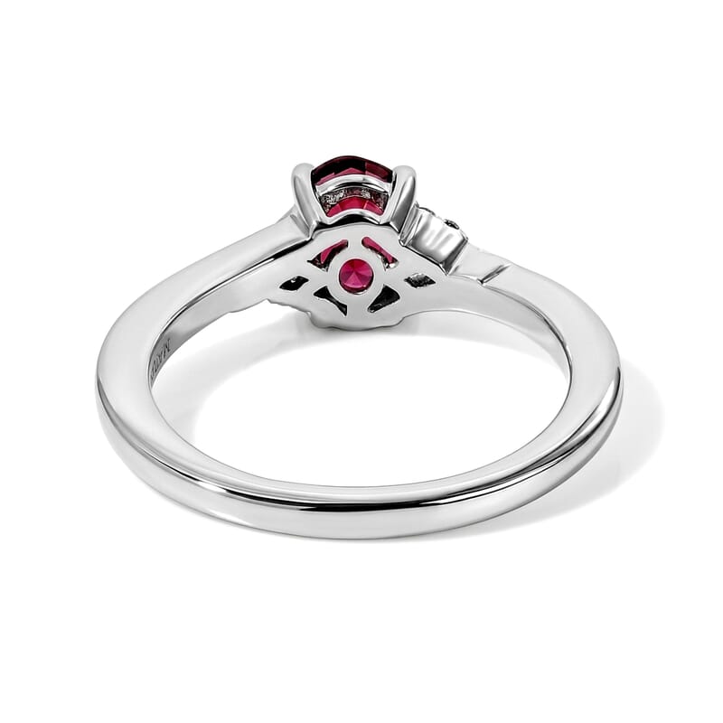 SGL Certified D'Joy AAA Ouro Fino Rubellite and Moissanite 0.85 ctw Ring in Rhodium Over Sterling Silver (Size 6.0)