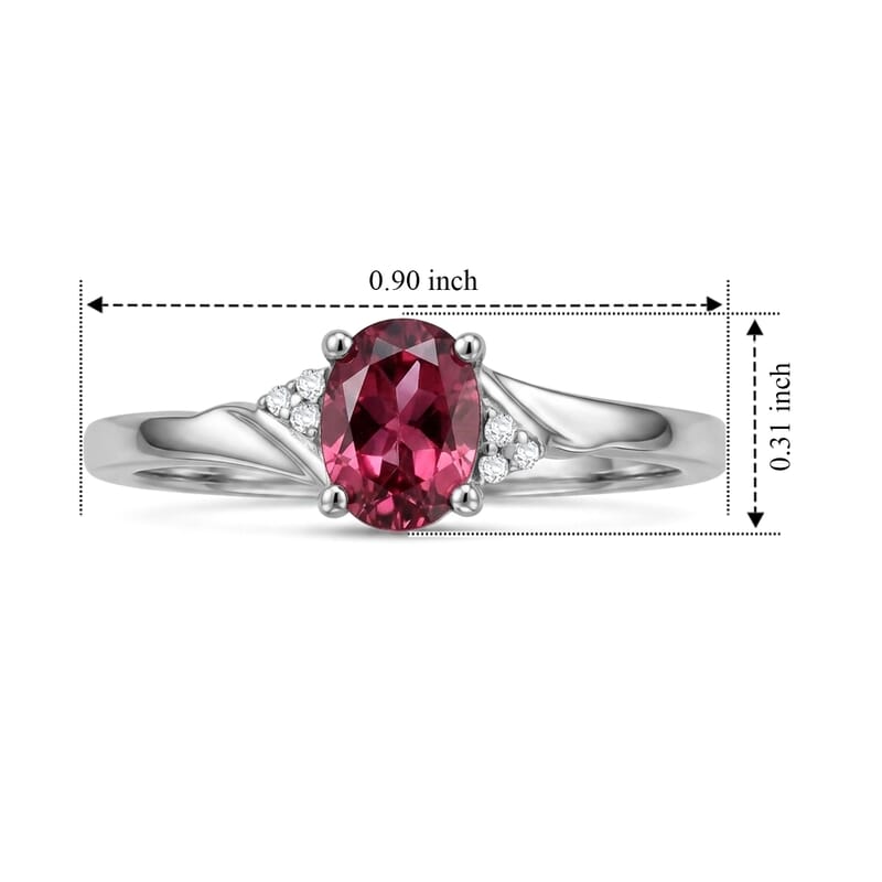SGL Certified D'Joy AAA Ouro Fino Rubellite and Moissanite 0.85 ctw Ring in Rhodium Over Sterling Silver (Size 6.0)