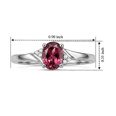 SGL Certified D'Joy AAA Ouro Fino Rubellite and Moissanite 0.85 ctw Ring in Rhodium Over Sterling Silver (Size 6.0)