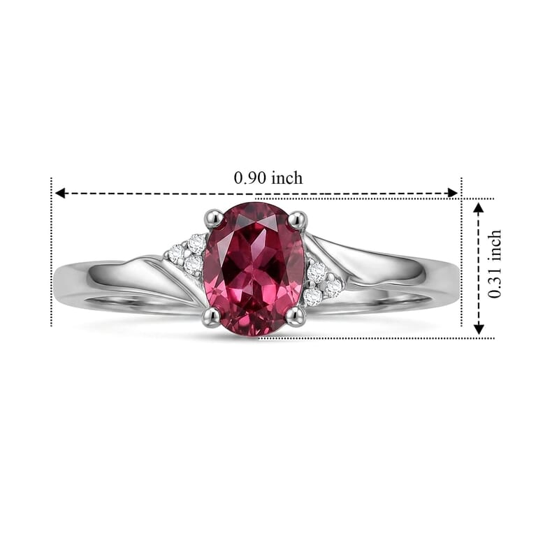 SGL Certified D'Joy AAA Ouro Fino Rubellite and Moissanite 0.85 ctw Ring in Rhodium Over Sterling Silver (Size 6.0)