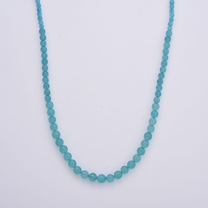 D'Joy Amazonite 200.00 ctw Beaded Necklace in Rhodium Over Sterling Silver (20-22 Inches)