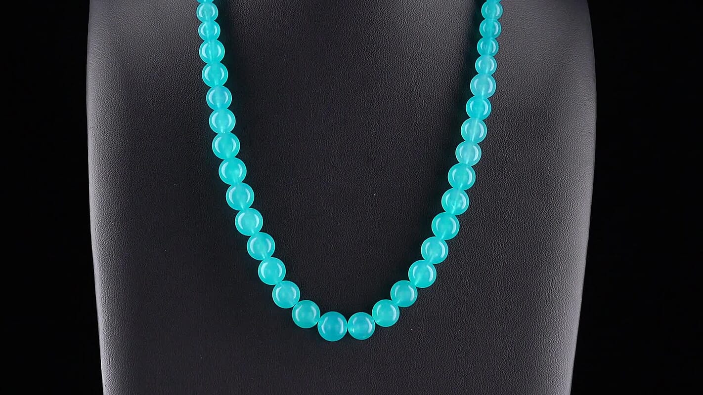 D'Joy Amazonite Beaded Necklace in Rhodium Over Sterling Silver (20-22 Inches) 200.00 ctw