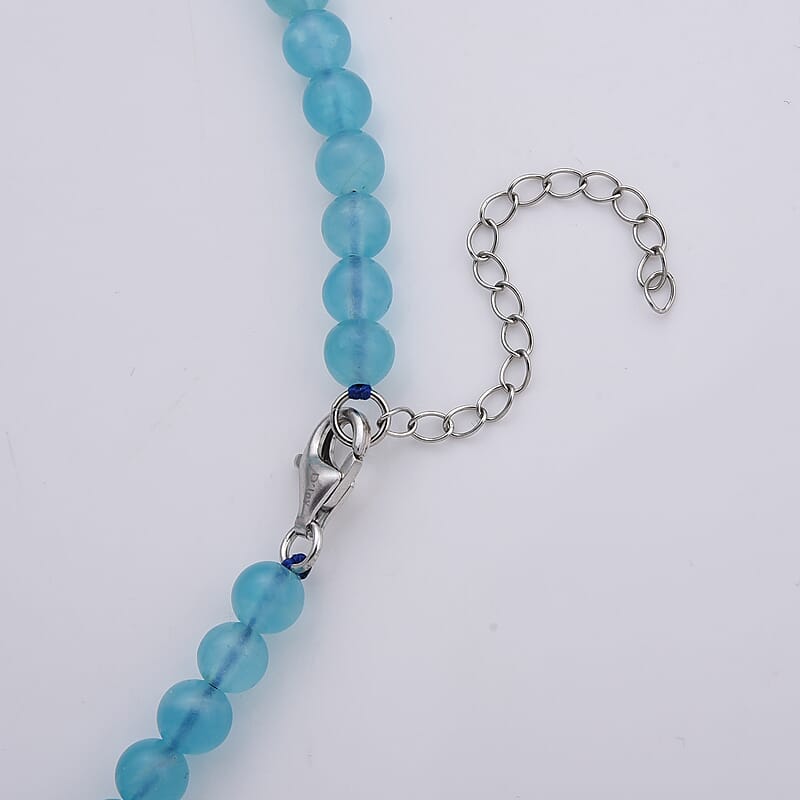 D'Joy Amazonite 200.00 ctw Beaded Necklace in Rhodium Over Sterling Silver (20-22 Inches)