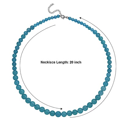 D'Joy Amazonite 200.00 ctw Beaded Necklace in Rhodium Over Sterling Silver (20-22 Inches)