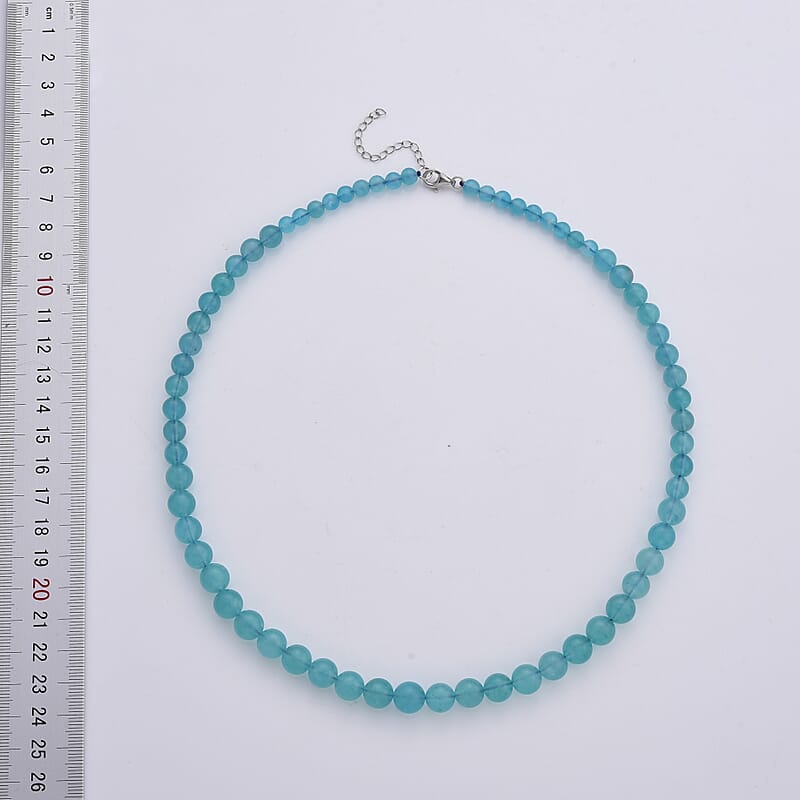 D'Joy Amazonite 200.00 ctw Beaded Necklace in Rhodium Over Sterling Silver (20-22 Inches)