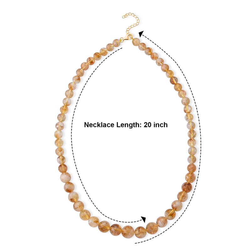 D'Joy Brazilian Citrine 300.00 ctw Beaded Necklace in Sterling Silver 20-22 Inches