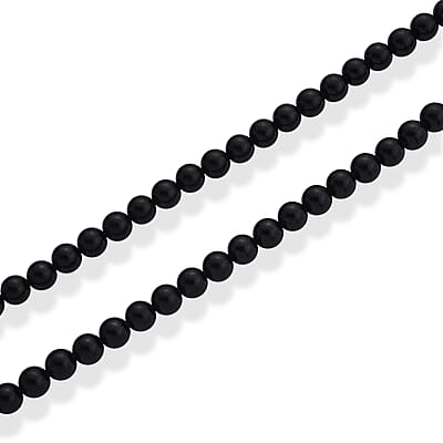 D'Joy Black Tourmaline 300.00 ctw Beaded Necklace (24 Inches) in Stainless Steel
