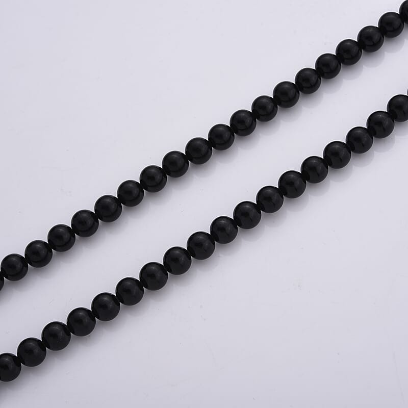 D'Joy Black Tourmaline 300.00 ctw Beaded Necklace (24 Inches) in Stainless Steel
