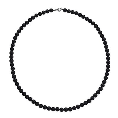 D'Joy Black Tourmaline 300.00 ctw Beaded Necklace (24 Inches) in Stainless Steel