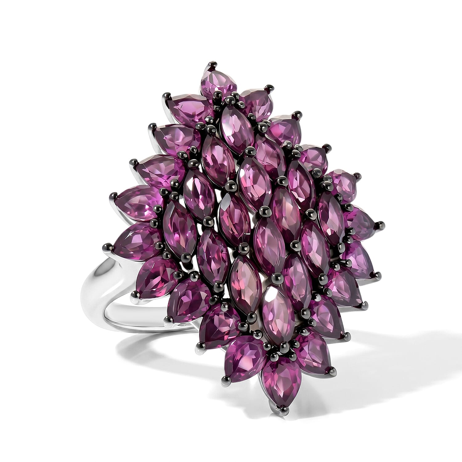 D'Joy Premium Orissa Rhodolite Garnet Berry Royale Ring in Rhodium Over Sterling Silver (Size 10.0) 6.85 ctw