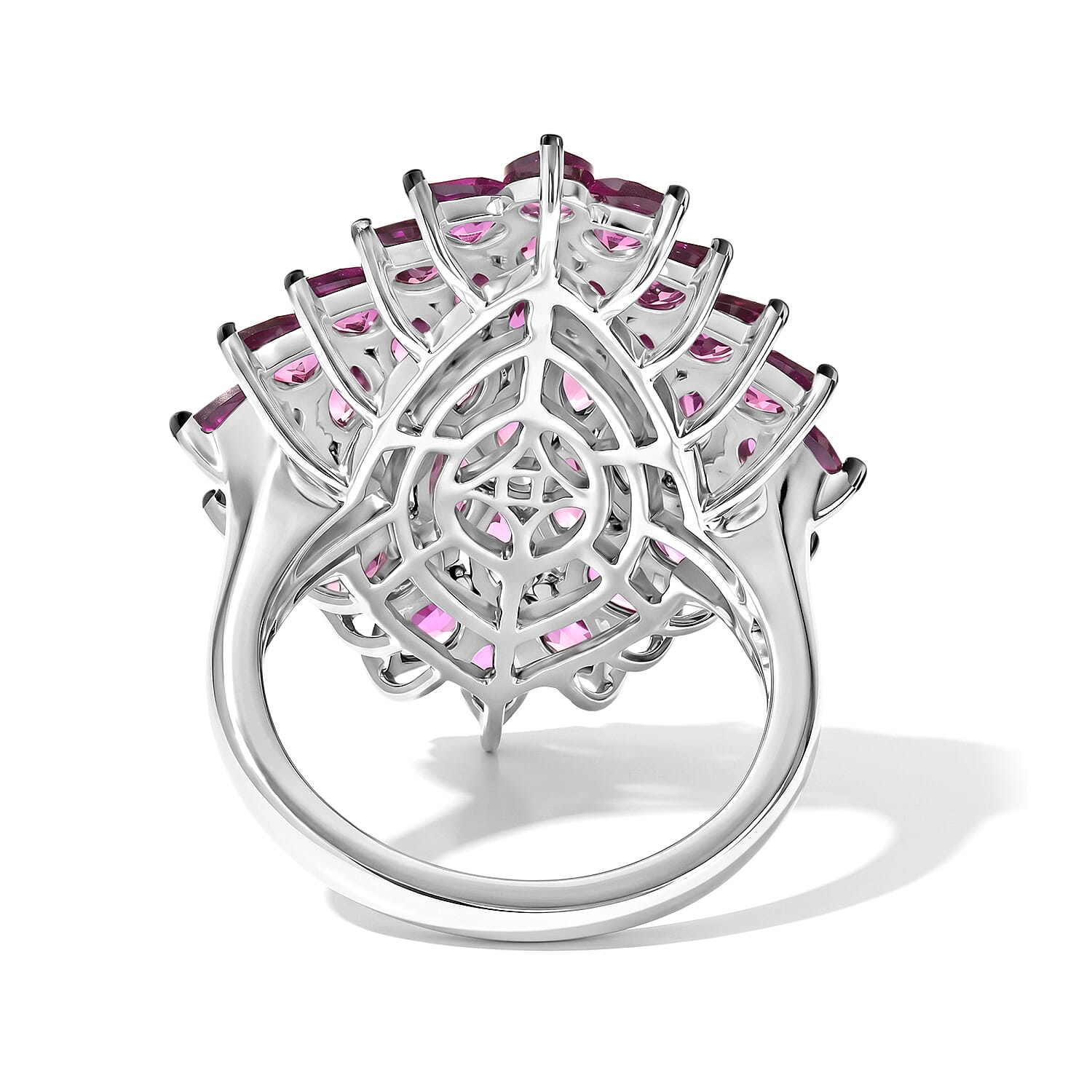 D'Joy Premium Orissa Rhodolite Garnet 6.85 ctw Berry Royale Ring in Rhodium Over Sterling Silver (Size 5.0)