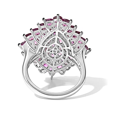 D'Joy Premium Orissa Rhodolite Garnet 6.85 ctw Berry Royale Ring in Rhodium Over Sterling Silver (Size 5.0)