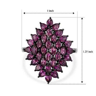 D'Joy Premium Orissa Rhodolite Garnet 6.85 ctw Berry Royale Ring in Rhodium Over Sterling Silver (Size 5.0)