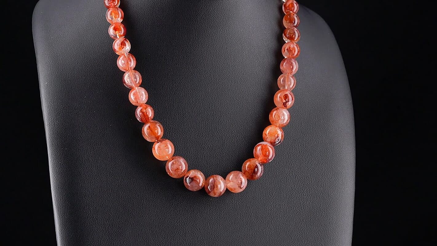 D'Joy Multi Hematoid Quartz Beaded Necklace (18-20 Inches) Stainless Steel 250.00 ctw