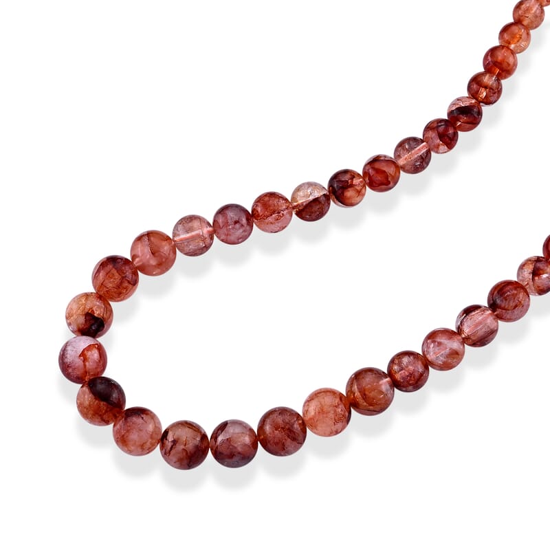 D'Joy Multi Hematoid Quartz 250.00 ctw Beaded Necklace (18-20 Inches) Stainless Steel