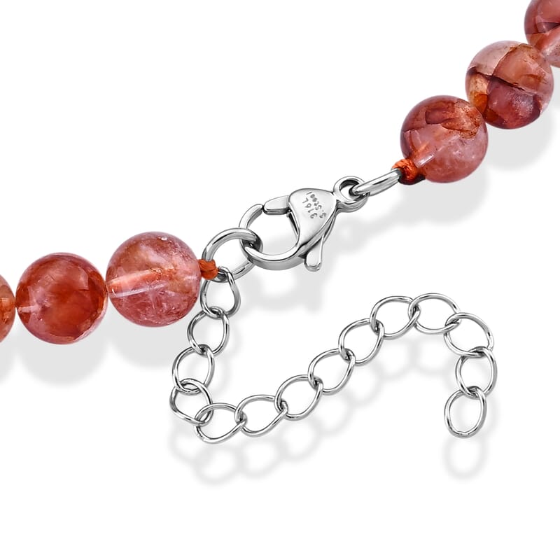 D'Joy Multi Hematoid Quartz 250.00 ctw Beaded Necklace (18-20 Inches) Stainless Steel